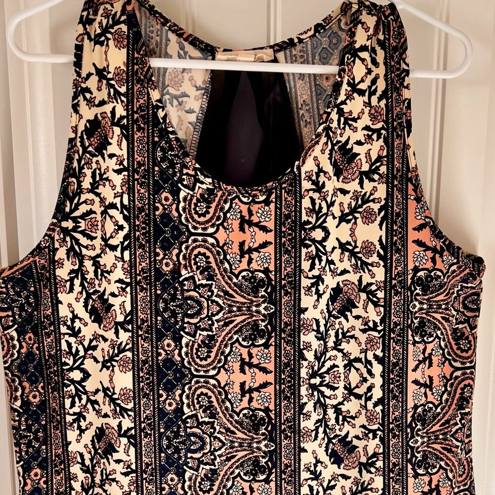 Skinny Minnie Love Spell XL Boho Paisley Tank Top Navy Mesh Back